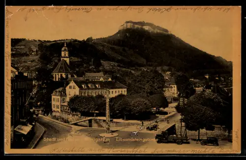 AK Königstein, Stadt, Festung, Elbsandsteingebirge