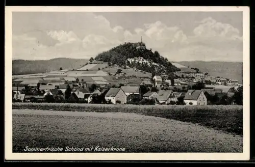 AK Schöna, Ortsansicht mit Kaiserkrone