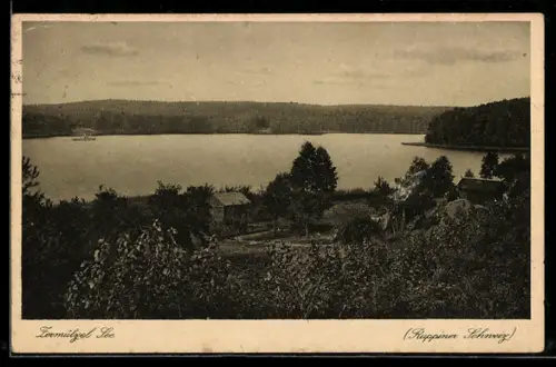 AK Zermützel-See /Ruppiner Schweiz, Ortsansicht aus der Vogelschau