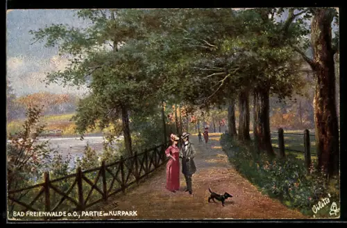 Künstler-AK Bad Freienwalde a. O., Partie im Kurpark