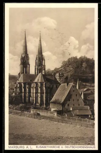 AK Marburg a. L., Elisabethkirche, Deutschordenshaus