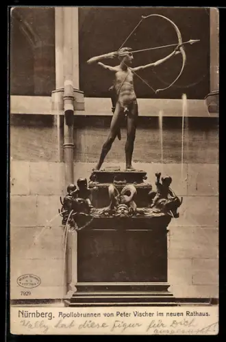 AK Nürnberg, Apollobrunnen von Peter Vischer im neuen Rathaus