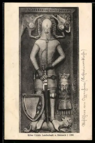 AK Neckarsteinach, Ritterdenkmal Ritter Ulrich Landschadt von Steinach in der ev. Kirche