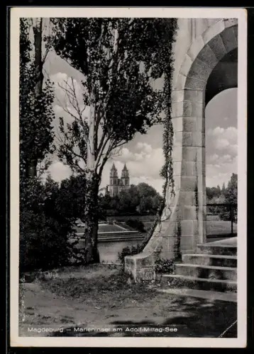 AK Magdeburg, Marieninsel am Adolf Mittag-See