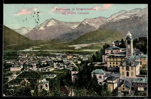 AK Domodossola, Panorama di Domodossola col Monte Calvario
