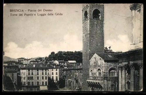 AK Brescia, Piazza del Duomo, Torre del Popolo e Loggia delle Grida