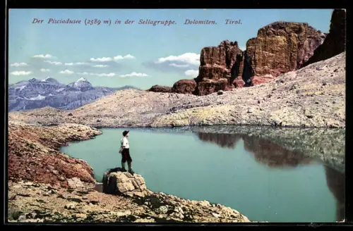 AK Pisciadusee /Dolomiten, Der See in der Sellagruppe