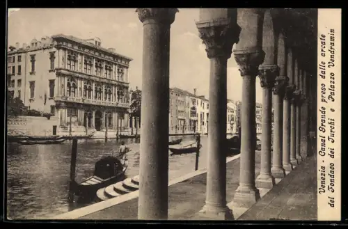 AK Venezia, Canal Grande preso dalle arcate del Fondaco dei Turchi e Palazzo Vendramin