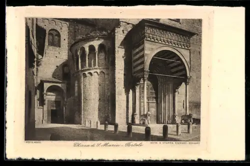 AK Bergamo, Chiesa di S. Maria e portale decorativo con dettagli architettonici romanici