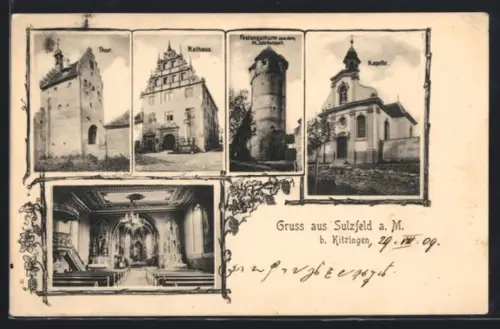 AK Sulzfeld a. M., Kapelle, Festungsthurm, Rathaus, Thor