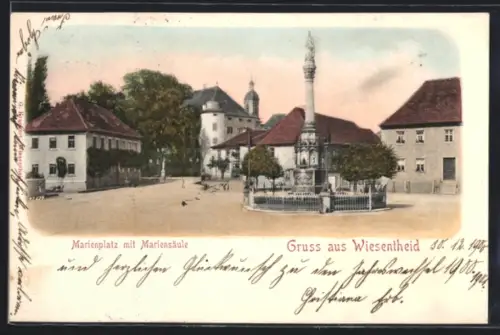 AK Wiesentheid, Marienplatz mit Mariensäule