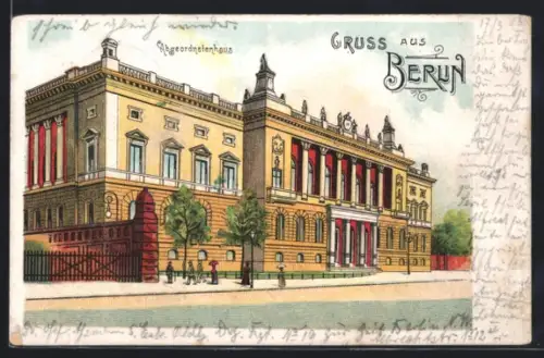 Lithographie Berlin, Ansicht vom Abgeordnetenhaus, Prinz-Albrecht-Strasse