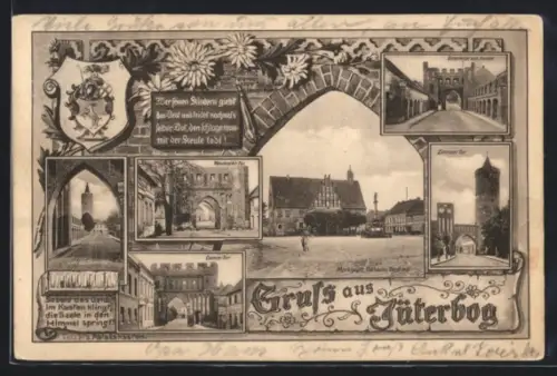 AK Jüterbog, Dammtor von Innen, Zinnaer Tor, Wappen