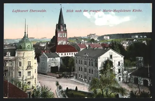 AK Eberswalde, Blick nach der evangelischen Maria-Magdalenen-Kirche