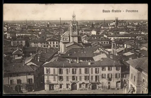 AK Busto Arsizio, Panorama della città con chiesa nel centro storico