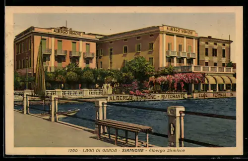 AK Sirmione /Lago di Garda, Albergo Sirmione sul Lago di Garda con vista sul lungolago e barche a vela