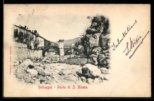 AK Voltaggio, Ponte di S. Nicola con vista sul fiume e paesaggio montano