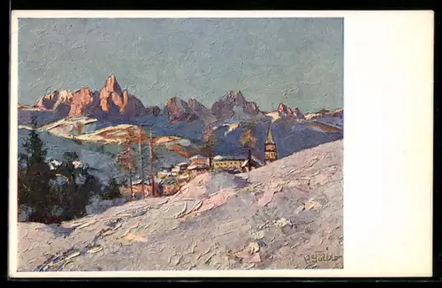 Künstler-AK Pieve di Cadore, Pieve di Cadore con le Marmarole