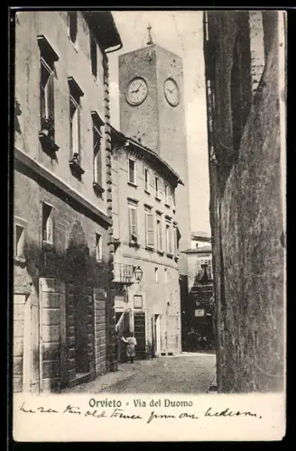 AK Orvieto, Via del Duomo con torre dell`orologio