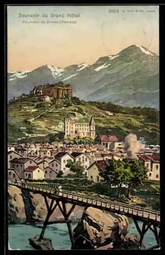 AK Ormea /Piemonte, Panorama del Grand Hôtel e montagne del Piemonte