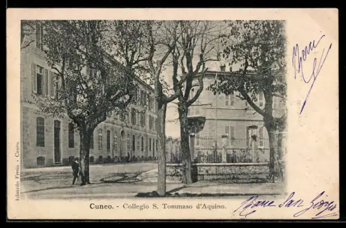 AK Cuneo, Collegio S. Tommaso d`Aquino con alberi sul viale