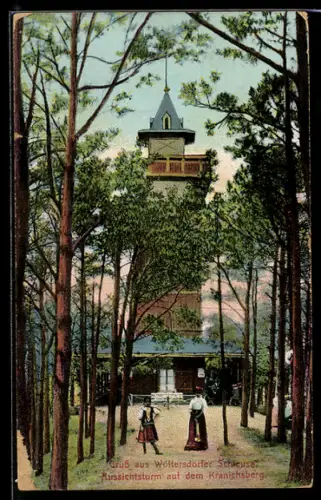 AK Woltersdorf, Woltersdorfer Schleuse, Aussichtsturm auf dem Kranichsberg