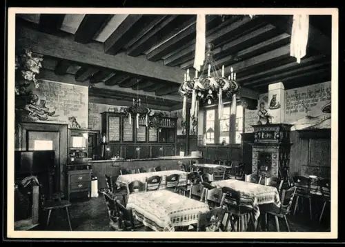 AK Rüdesheim a. Rh., Gasthuas Beim Lindenwirt in der Drosselgass, Innenansicht