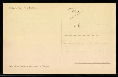 AK Bologna, Via Rizzoli, Strassenbahn