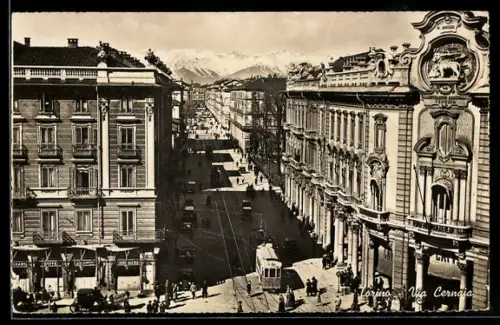 AK Torino, Via Cernaia, Strassenbahn