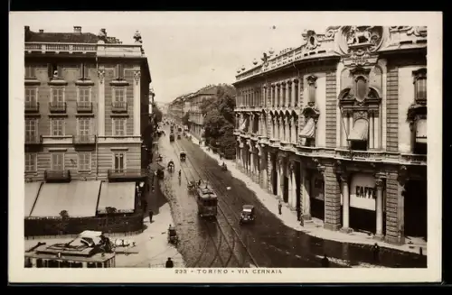 AK Torino, Via Cernaia, Strassenbahn