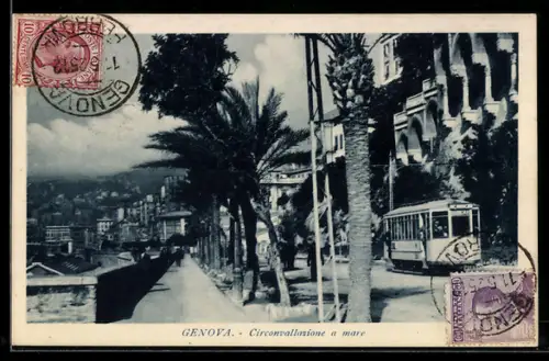 AK Genova, Circonvallazione a mare, Strassenbahn
