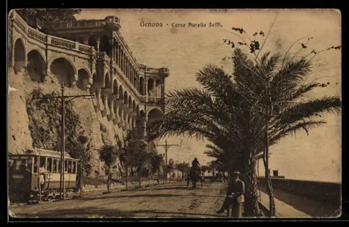 AK Genova, Strassenbahn auf dem Corso Aurelio Saffi