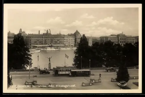 AK Stockholm, Norrström fran Riksdagshuset, Strassenbahn