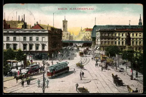 AK Berlin, Strassenbahn am Alexanderplatz