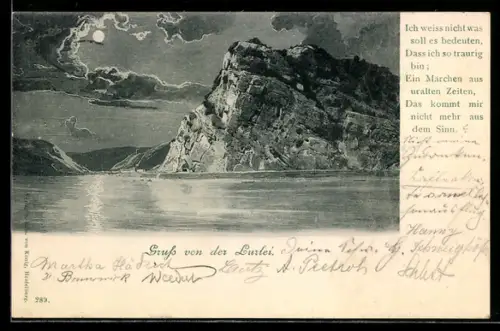 AK Loreley Felsen mit dem Rhein