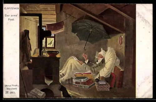 Künstler-AK Carl Spitzweg: Der arme Poet