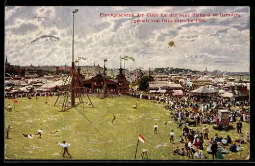 AK Dresdener Vogelwiese, Festpostkarte der privileg. Bogenschützengilde