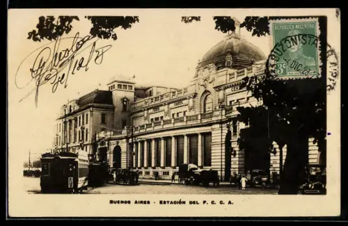 AK Buenos Aires, Estacion del F. C. C. A., Bahnhofsgebäude