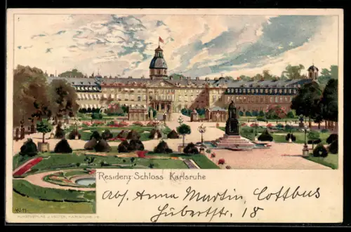 Lithographie Karlsruhe, Residenz-Schloss