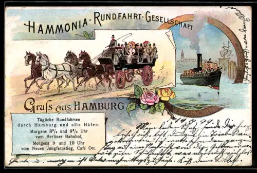 Lithographie Hamburg-Neustadt, Hammonia-Rundfahrt-Gesellschaft