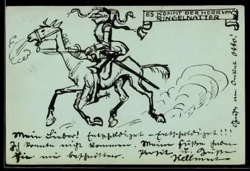 Künstler-AK Handgemalt sign. Hellmut Eichrodt: Karlsruhe, Ritter in Rüstung sitzt auf einem mageren Pferd, Jugendstil