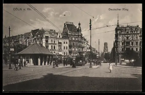 AK Köln-Neustadt, Ortspartie Deutscher Ring mit Strassenbahn