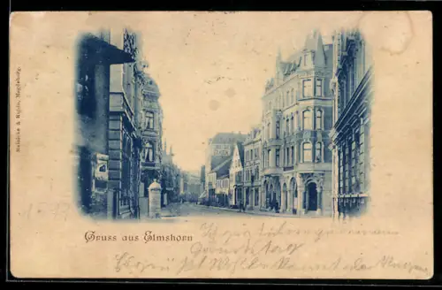 AK Elmshorn, Strassenpartie mit Geschäften und Werbung für Konditorei Koch