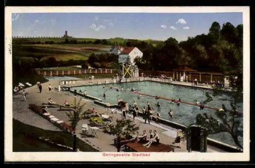 AK Geringswalde, Stadtbad mit Badegästen