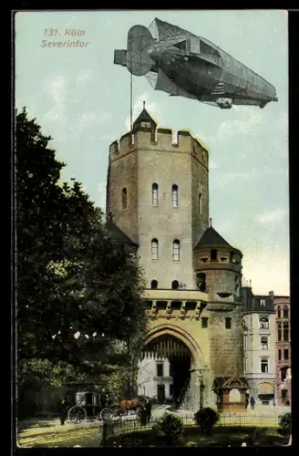 AK Köln, Zeppelin über dem Severintor