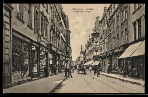 AK Köln-Mülheim, Blick in die Buchheimerstrasse mit Geschäften