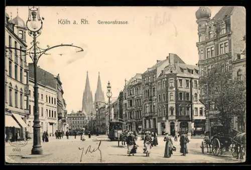 AK Köln, Gereonstrasse mit Strassenbahn