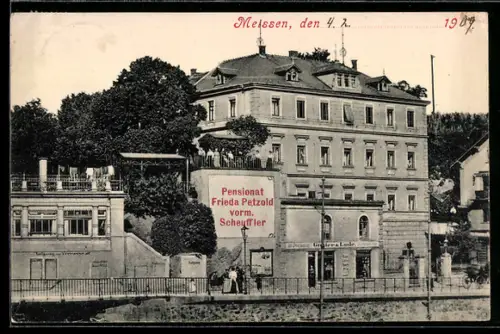 AK Meissen, Pensionnat Frieda Petzold in der Bahnhofstrasse 2