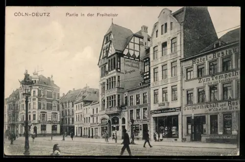 AK Köln-Deutz, Gasthaus von Wilhelm Dix, Partie in der Freiheitstrasse