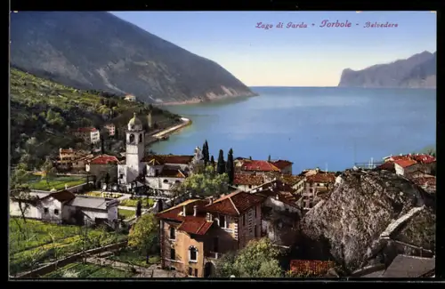 AK Torbole, Teilansicht vom Belvedere, Blick auf den Gardasee